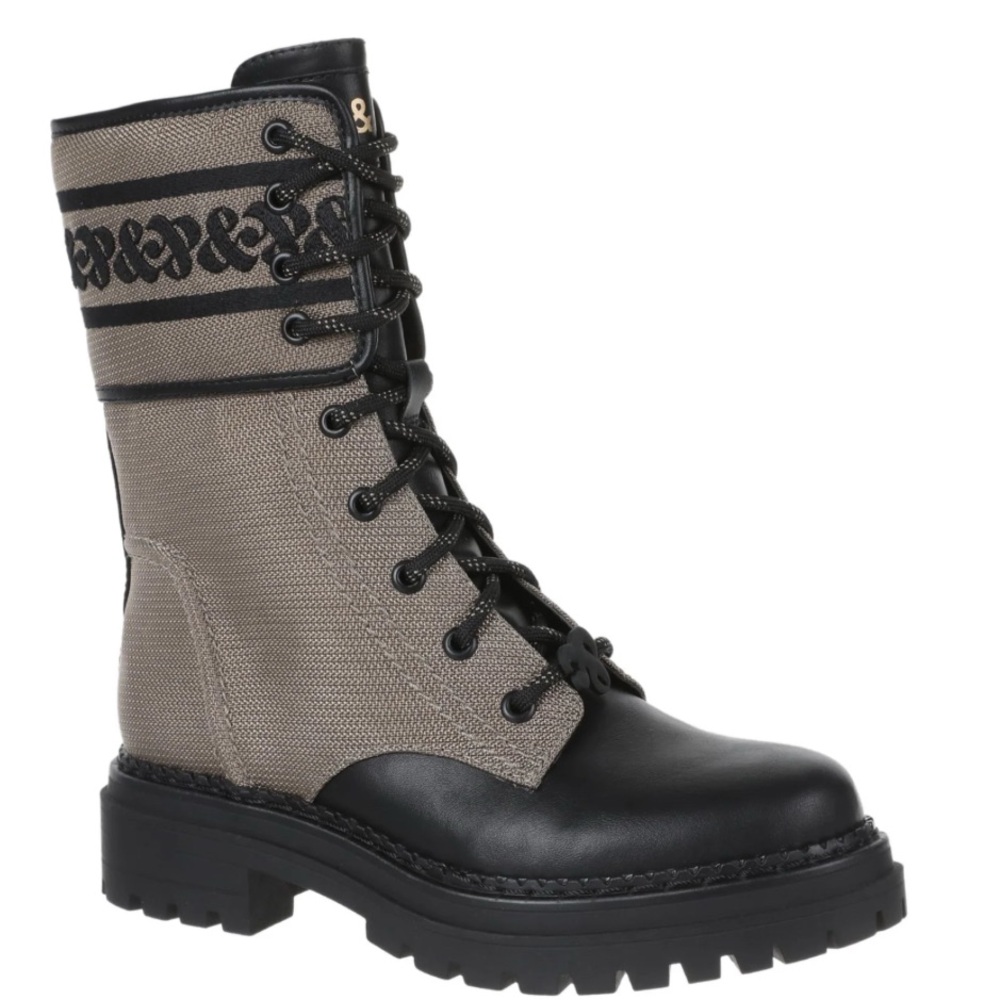 Sam & Libby Black, Grey, Tan Combat Winter Boots